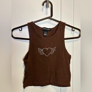 Streetwear Society Chocolate Brown Tank Top with Winged Heart